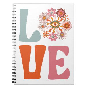Groovy Retro Floral Cosmic Daisy LIEBE Notizblock