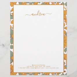 Groovy Retro Floral & Custom Business Name Hippie Briefbogen