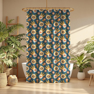 Groovy Retro Floral Duschvorhang