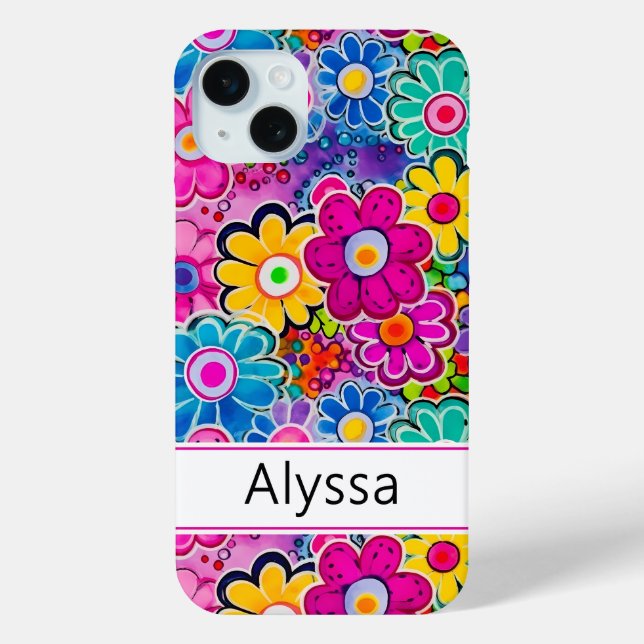 Groovy Retro Floral Personalisiert Case-Mate iPhone Hülle (Rückseite)