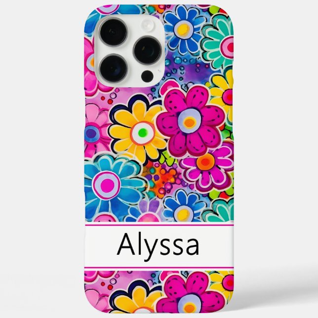 Groovy Retro Floral Personalisiert Case-Mate iPhone Hülle (Rückseite)