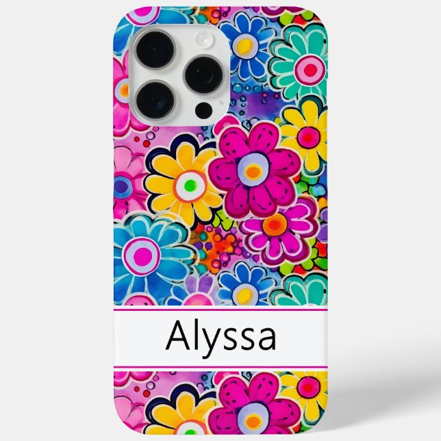 Groovy Retro Floral Personalisiert Case-Mate iPhone Hülle (Rückseite)