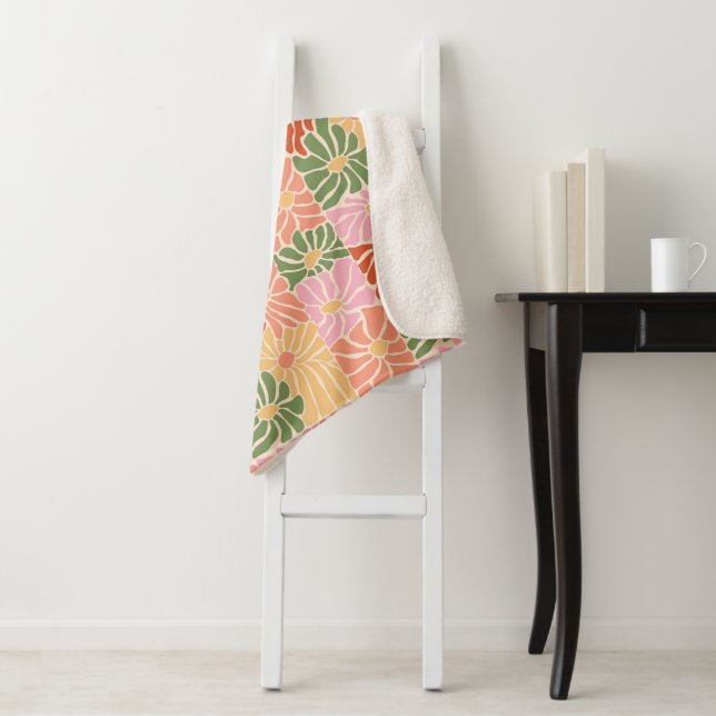 Groovy Retro Floral  Sherpadecke (Beispiel)