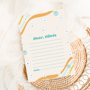 Groovy Retro Floral Time Kapsel Notiz Karte