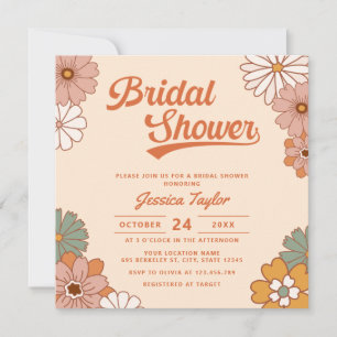 Groovy Retro Florale Hochzeitsfeier Einladung