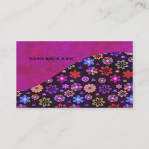 Groovy Retro Flower Power 60er 70er Visitenkarte