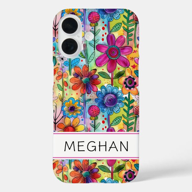 Groovy Retro Flower Power Personalisiert Case-Mate iPhone Hülle (Rückseite)