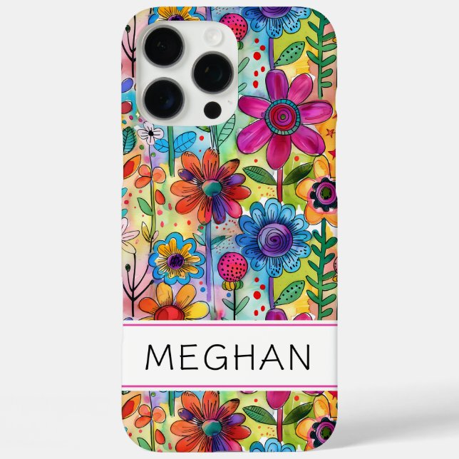 Groovy Retro Flower Power Personalisiert Case-Mate iPhone Hülle (Rückseite)