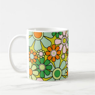 Groovy Retro Garden 60er 70er Spring Floral Patter Kaffeetasse