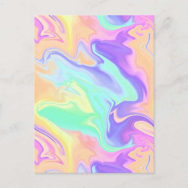 Groovy Retro Gefärbte Krawatte Pastel Marble Swirl Ankündigungspostkarte (Vorderseite)
