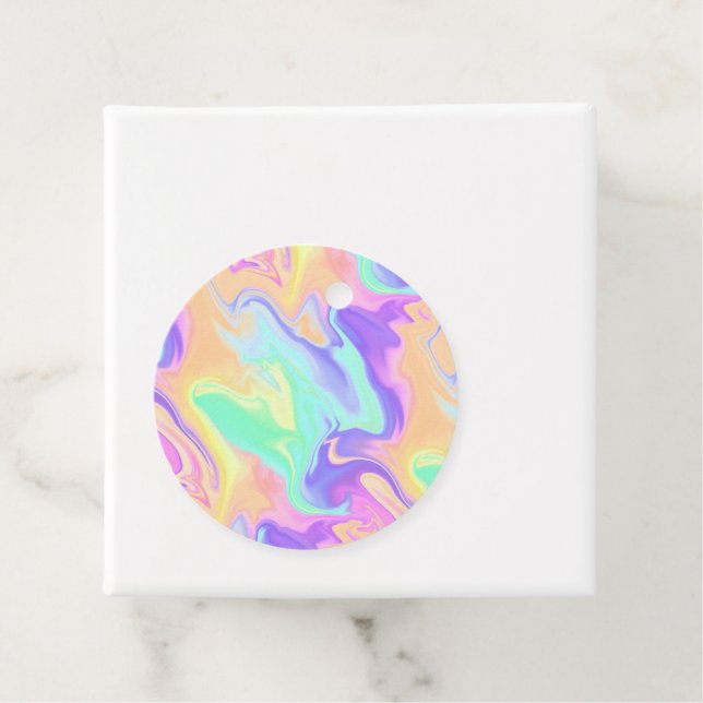 Groovy Retro Gefärbte Krawatte Pastel Marble Swirl Geschenkanhänger (Beispiel)