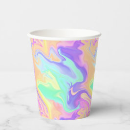 Groovy Retro Gefärbte Krawatte Pastel Marble Swirl Pappbecher