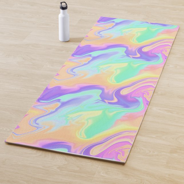 Groovy Retro Gefärbte Krawatte Pastel Marble Swirl Yogamatte (Beispiel)