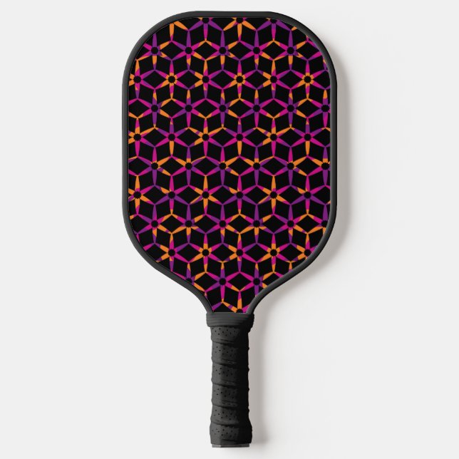 Groovy Retro Geometric Mit Monogramm Name Pickleball Schläger (Vorderseite)