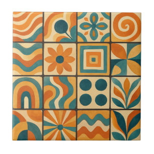 Groovy Retro Geometrisch Fliese