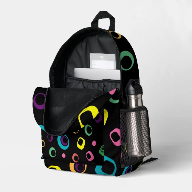Groovy Retro Geometrischer Rucksack (Rückseitige Ecke links (Offen) )