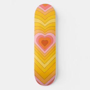 Groovy Retro geschichtetes Herz Skateboard