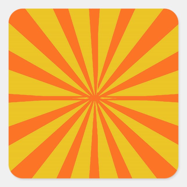 Groovy Retro Gold & Orange Hintergrund Quadratischer Aufkleber (Vorderseite)
