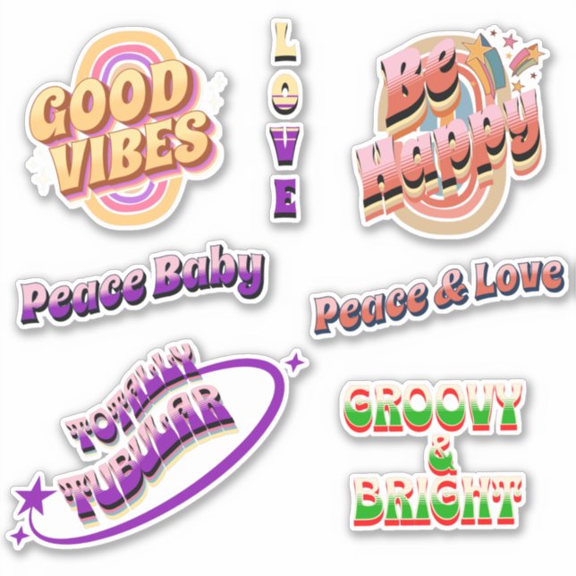 Groovy, Retro Good Vibes Sticker Pack (Vorderseite)