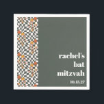 Groovy Retro Green Mushrooms Custom Bat Mitzvah Serviette<br><div class="desc">Groovy Retro Green Mushrooms Custom Bat Mitzvah Napkins</div>