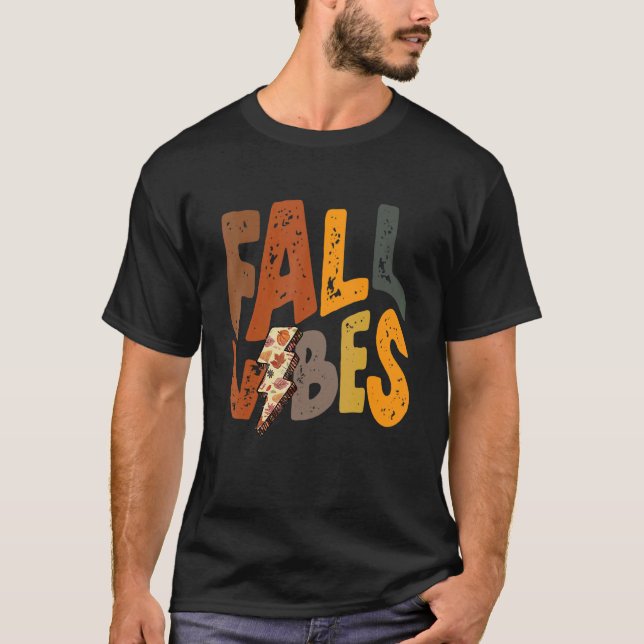 Groovy Retro Hallo Fall Vibes Blitzschlag Autum Bo T-Shirt (Vorderseite)