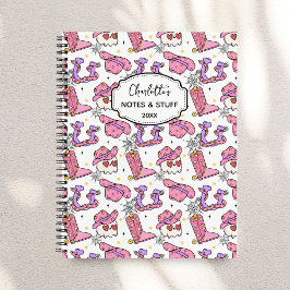 Groovy Retro Halloween Cowboy Monogramm  Notizbuch