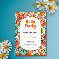 Groovy Retro Hippie Blume Hallo 40 Geburtstag