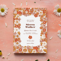 Groovy Retro Hippie Floral Pink Orange Babydusche