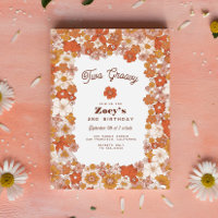 Groovy Retro Hippie Floral Pink Orange Geburtstag