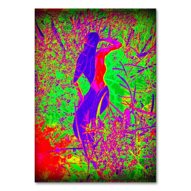 Groovy Retro Hippie Stil lila Meerjungfrau Tischnummer (Vorderseite)