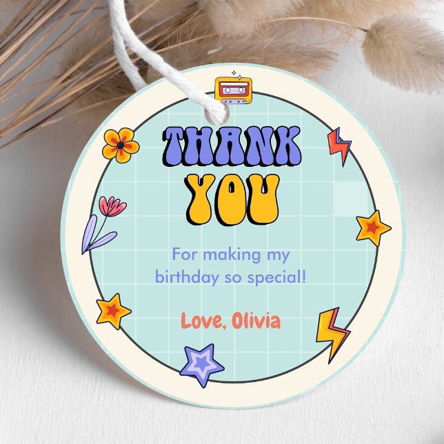 Groovy Retro Hippie Vielen Dank für Ihre Geburtsta Geschenkanhänger (Von Creator hochgeladen)