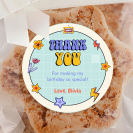 Groovy Retro Hippie Vielen Dank für Ihre Geburtsta Runder Aufkleber