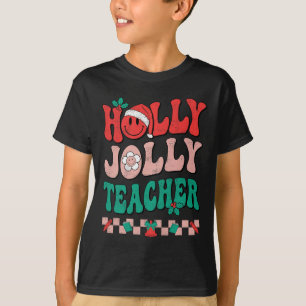 Groovy Retro Holly Xmas Jolly Lehrer Christmas Vi T-Shirt