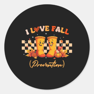 Groovy Retro I Liebe Fall (Prävention) Runder Aufkleber