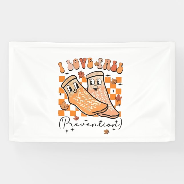 Groovy Retro I Liebe Herbstverhütung Funny Banner (Horizontal)