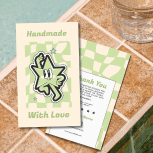 Groovy Retro Karo Danke Geschäftskarte Visitenkarte
