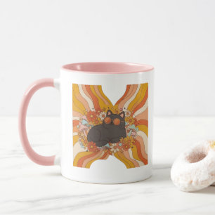 Groovy Retro-Katze Kaffeetasse, süße vintage 70er Tasse