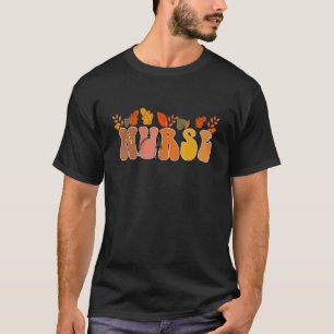Groovy Retro-Krankenschwester Vintage-Herbstblätte T-Shirt
