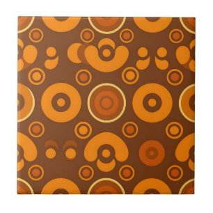 Groovy Retro-Kreise abstraktes Muster 1970er Jahre Fliese