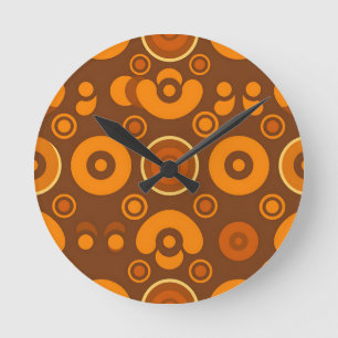 Groovy Retro-Kreise abstraktes Muster 1970er Jahre Runde Wanduhr