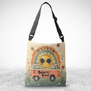 Groovy Retro Lächeln Baby Sun, Peace & Liebe Vibes Tragetaschen Mit Langen Trägern