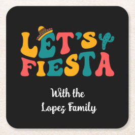 Groovy Retro Lass uns Fiesta feiern Rechteckiger Pappuntersetzer
