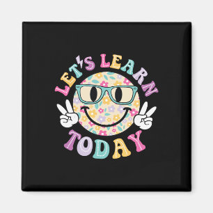 Groovy Retro Lasst Uns Heute Lernen Lehrer Schüler Magnet
