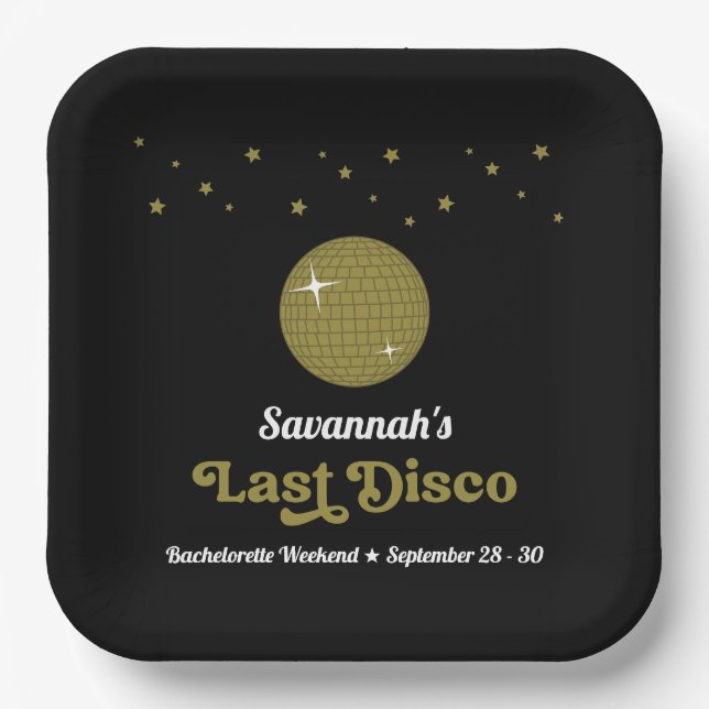 Groovy Retro Last Disco Bridge Junggeselinnen-Absc Pappteller (Vorderseite)