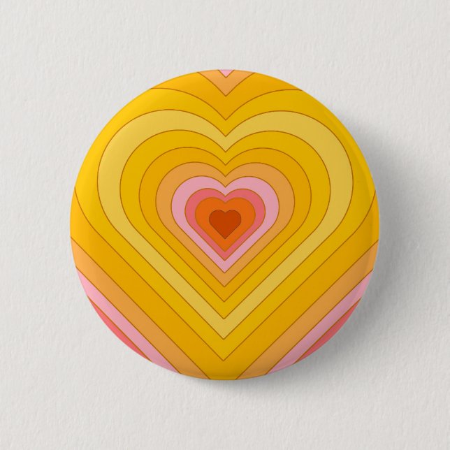 Groovy Retro Layered Heart Button (Vorderseite)