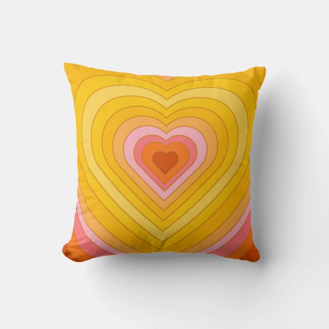 Groovy Retro Layered Heart Kissen (Vorderseite)