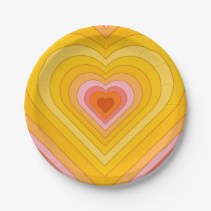 Groovy Retro Layered Heart Pappteller
