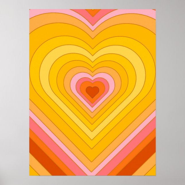 Groovy Retro Layered Heart Poster (Vorne)