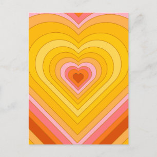 Groovy Retro Layered Heart Postkarte