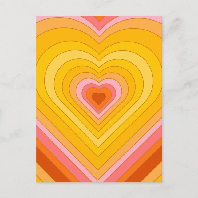 Groovy Retro Layered Heart Postkarte (Vorderseite)